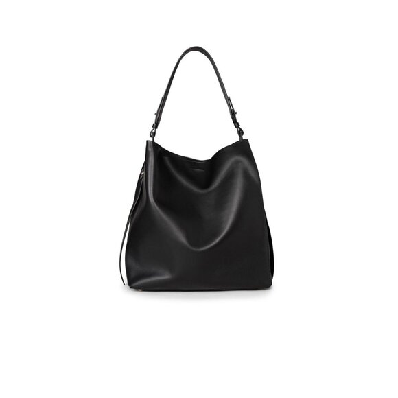 Black ALLSAINTS Paradise Tote Black Leather Calf Shoulder Purse & Pouch - Picture 2 of 13
